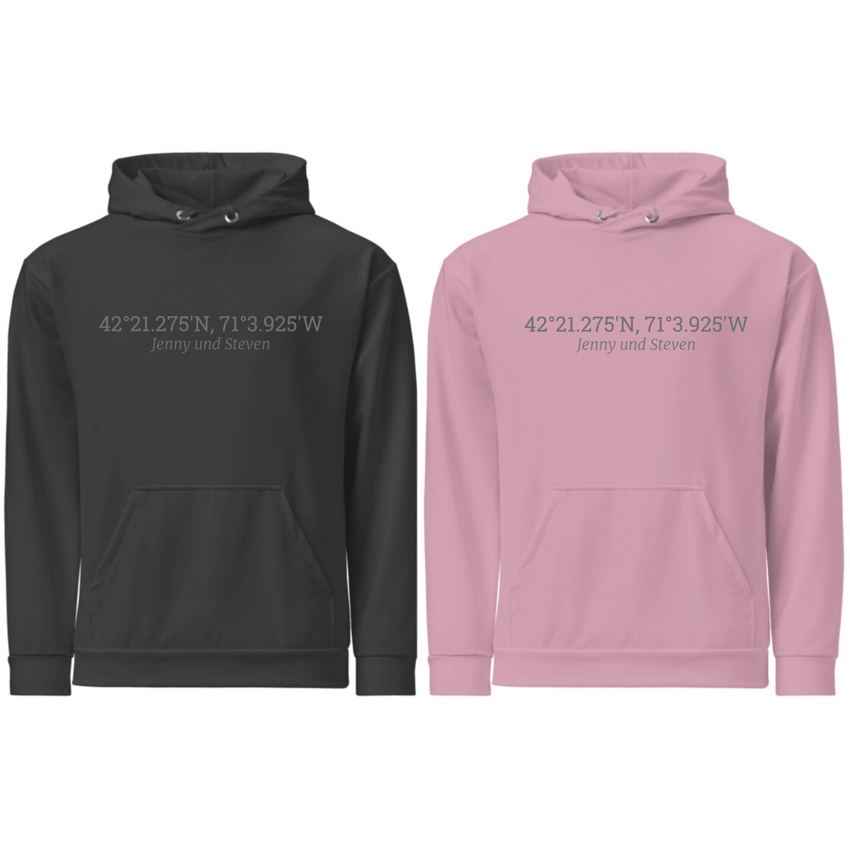 personalisiertes Hoodie Bundle-Set: eure Koordinaten und Text | Personalize Palace
