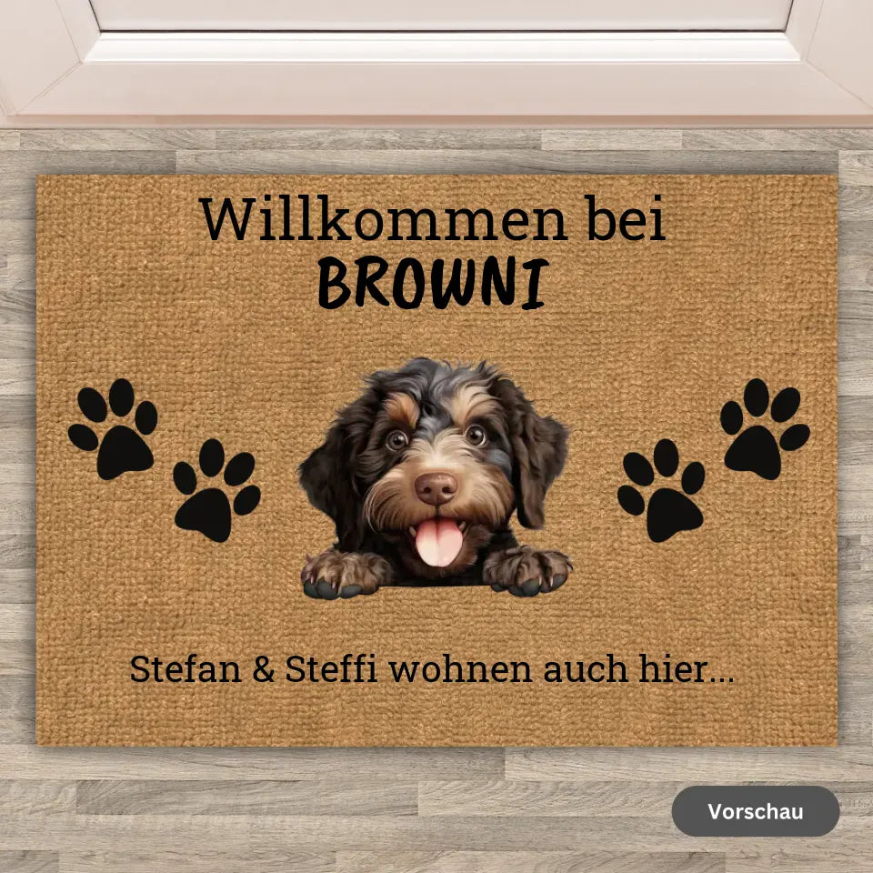Personalisierte Fußmatte: Willkommen bei - Individuelle Fußmatte mit Ihrem Hund | Personalize Palace
