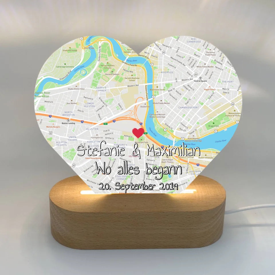 Personalisierte LED Bilder: Nachtlicht Herz mit eurem Foto - individuelles Acryl LED Nachtlicht | Personalize Palace