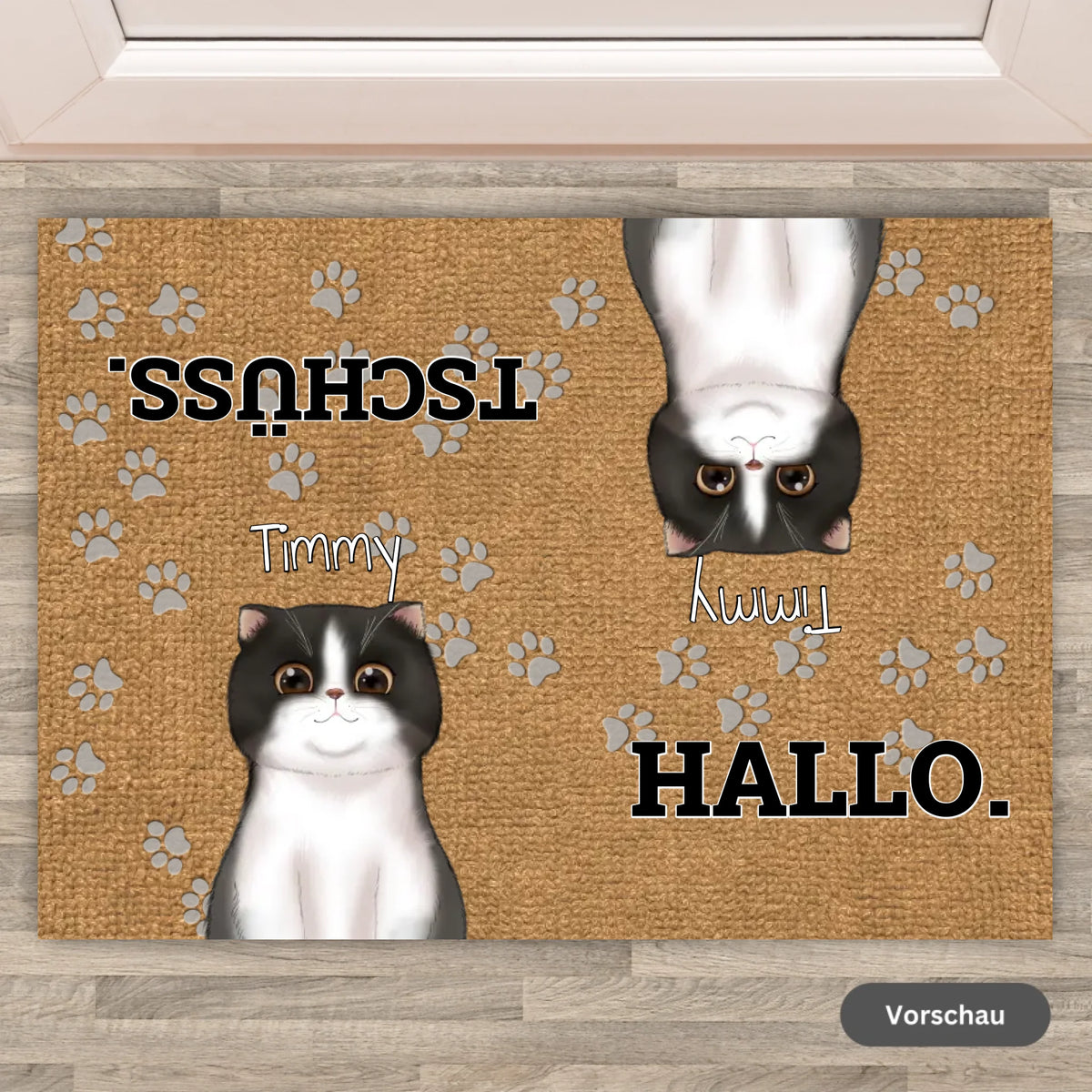 Personalisierte Fußmatte: BITTE, HALTEN SIE DIE TÜR GESCHLOSSEN! Katzenliebhaber (Cliparts) - Individuelle Katzen Fußmatte | Personalize Palace