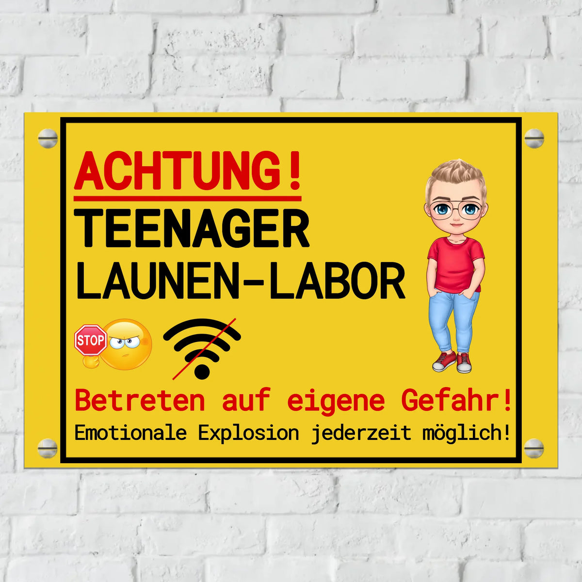 Personalisiertes Schild: Teenager Launen Labor für Jugendliche, Teenager - individuelles Schild | Personalize Palace