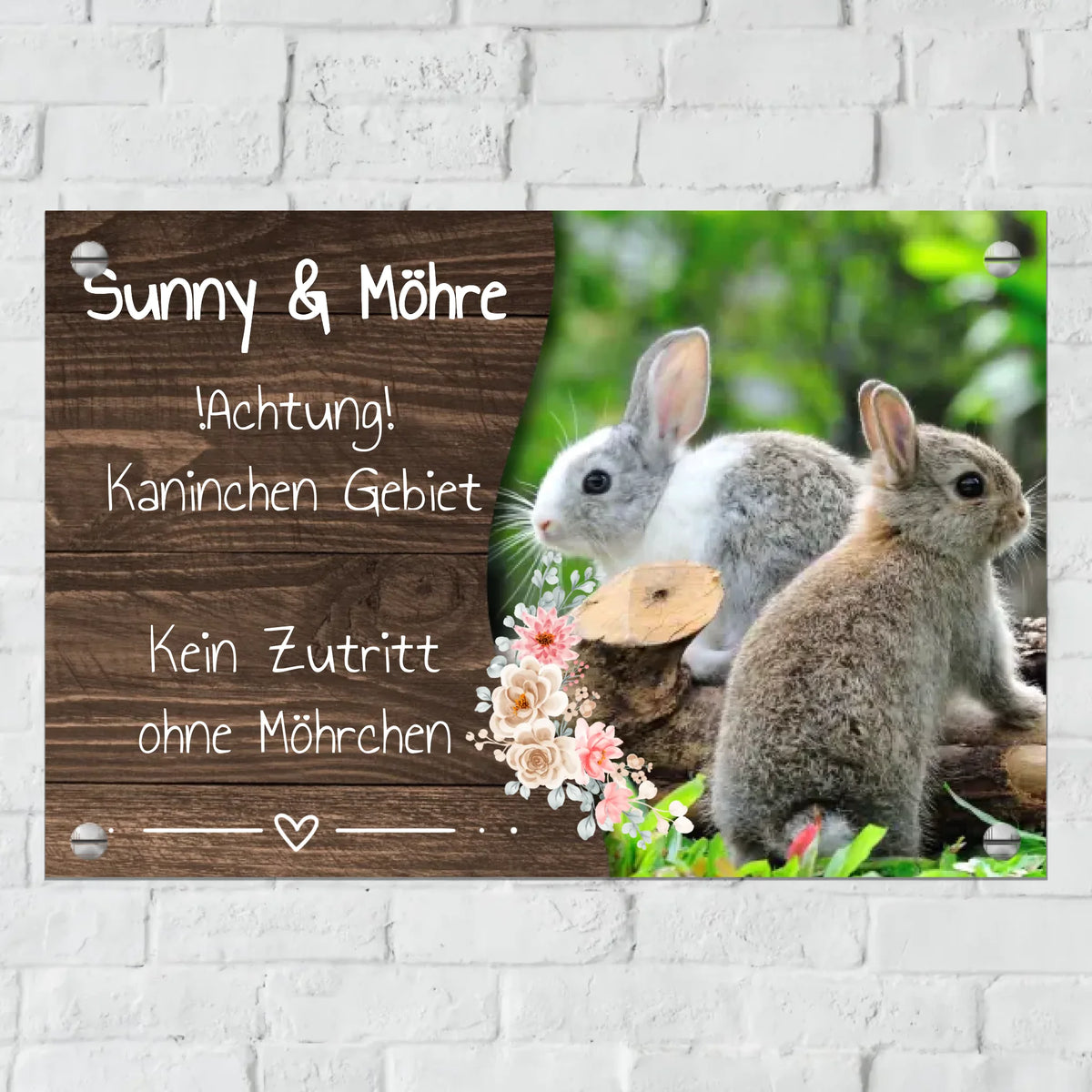 Personalisiertes Schild: Hasen und Kaninchen Stall-, Boxenschild mit Foto und Text - individuelles Schild | Personalize Palace