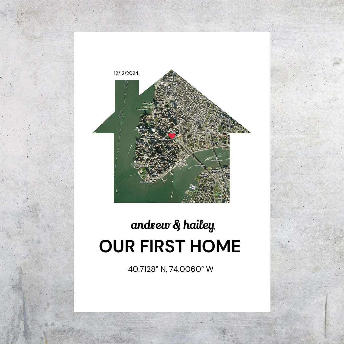 Unser erstes Zuhause - individuelles Stadtkarten-Poster