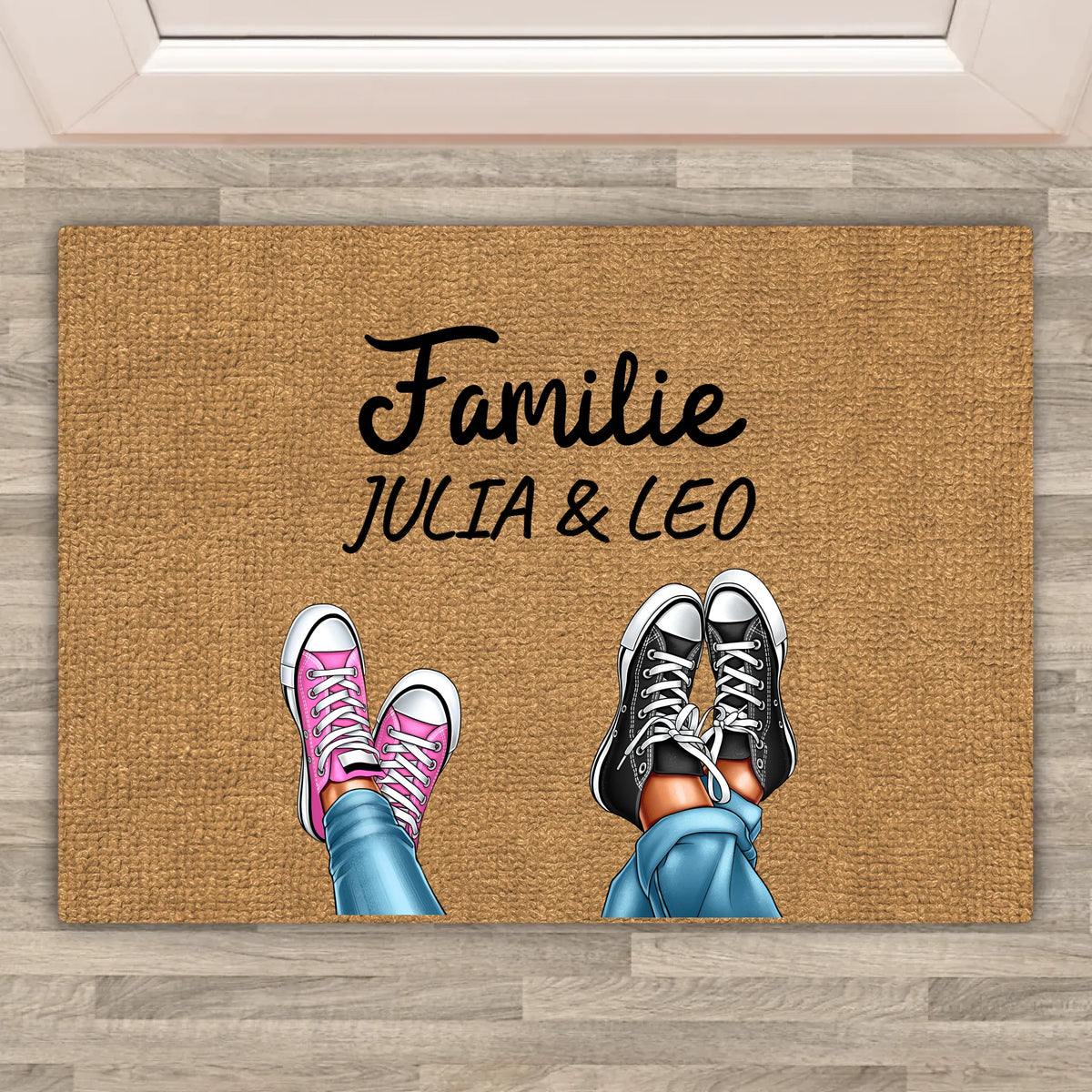 Personalisierte Fußmatte: "Willkommen bei" - Chibi Familien Fußmatte | Personalize Palace