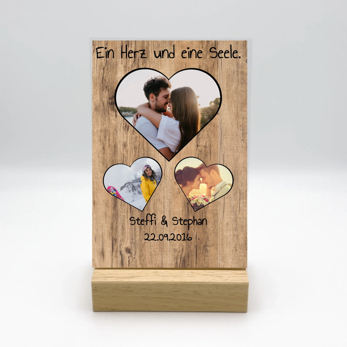 Personalisierte LED Bilder: Euer Liebeslicht mit Foto im Cartoon Zeichentrick Design - Individuelles Acryl Glas mit Ständer | Personalize Palace