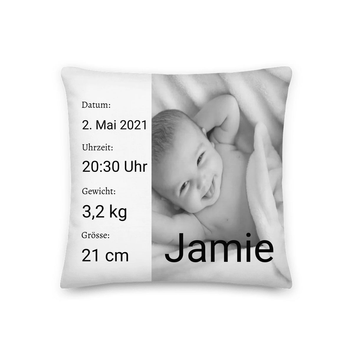 Personalisiertes Babykissen mit Foto & Namen – Individuelles Kissen zur Geburt | Personalize Palace