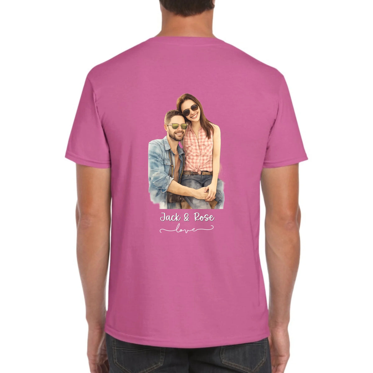 Personalisiertes Aquarell T-Shirt, dein Foto als Zeichnung – individuelles Foto T-Shirt