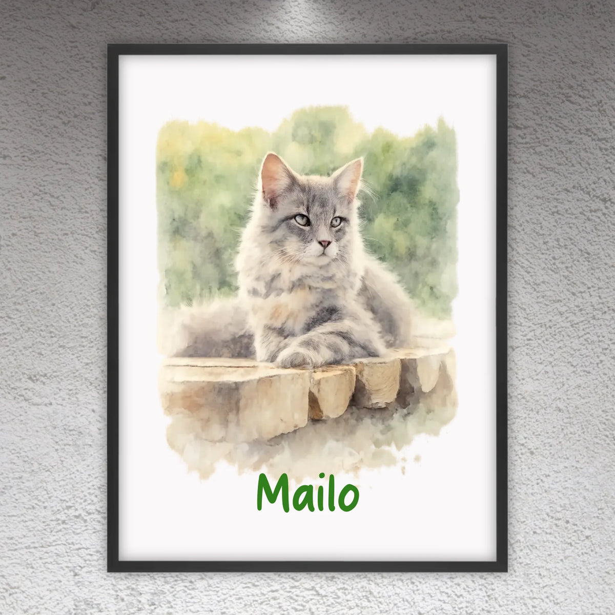 Personalisiertes Portrait deiner Katze in Wasserfarben - individuelles Poster oder Leinwand