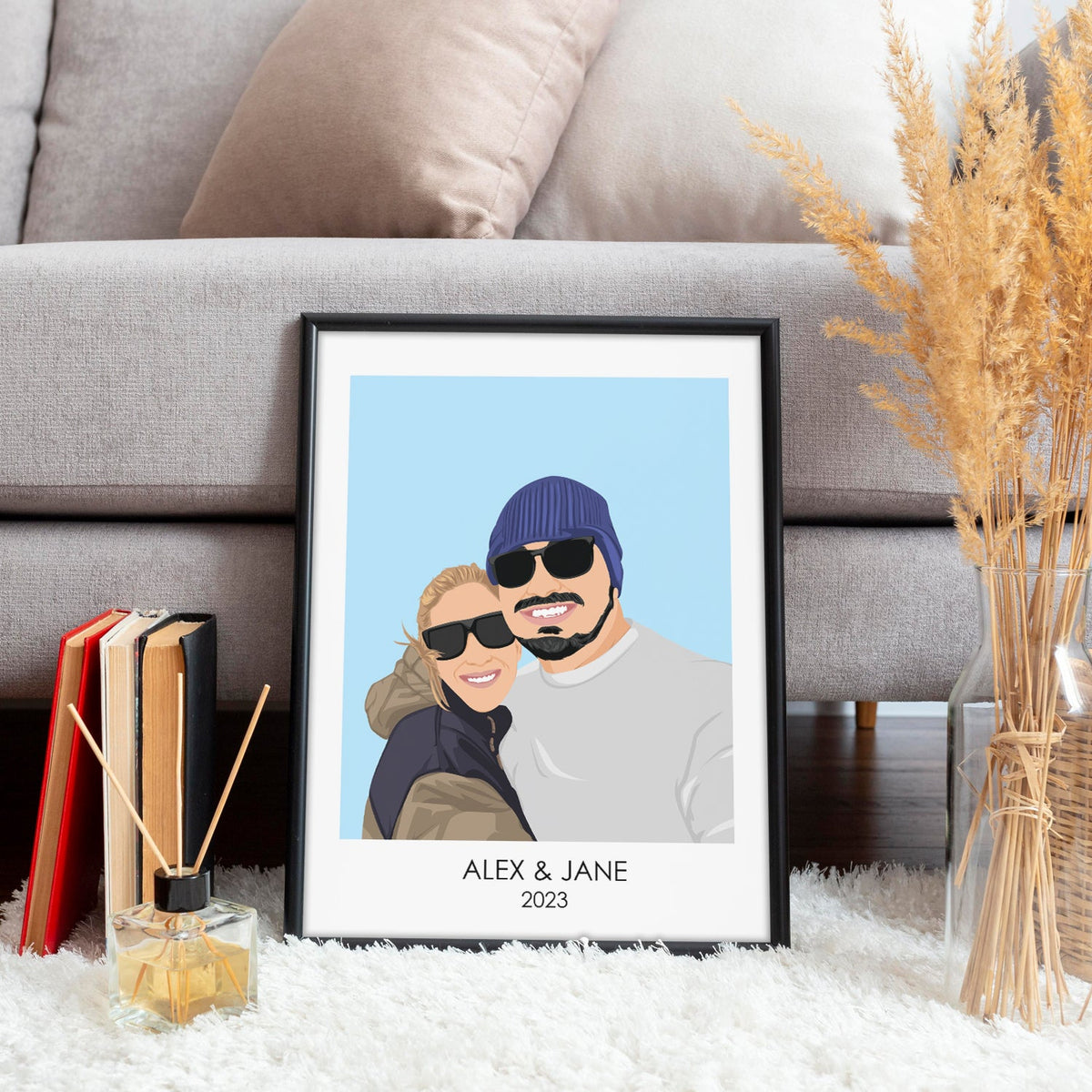 Personalisierte Bilder: händisch gezeichnetes Portrait - Individuelles Paar-Familien-Portrait | Personalize Palace