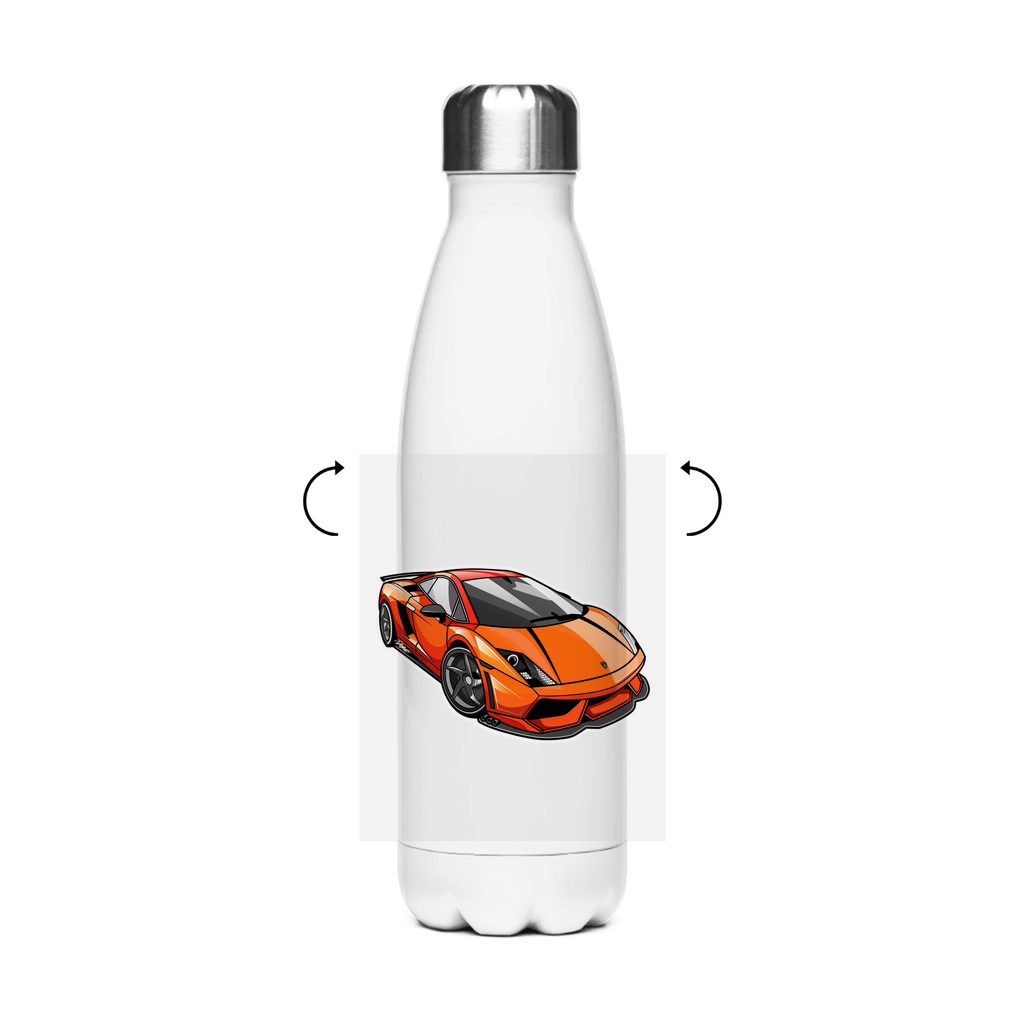 Personalisierte Tasse: Schultrinkflasche "Sportwagen" aus Edelstahl - individuelle Thermoflasche | Personalize Palace