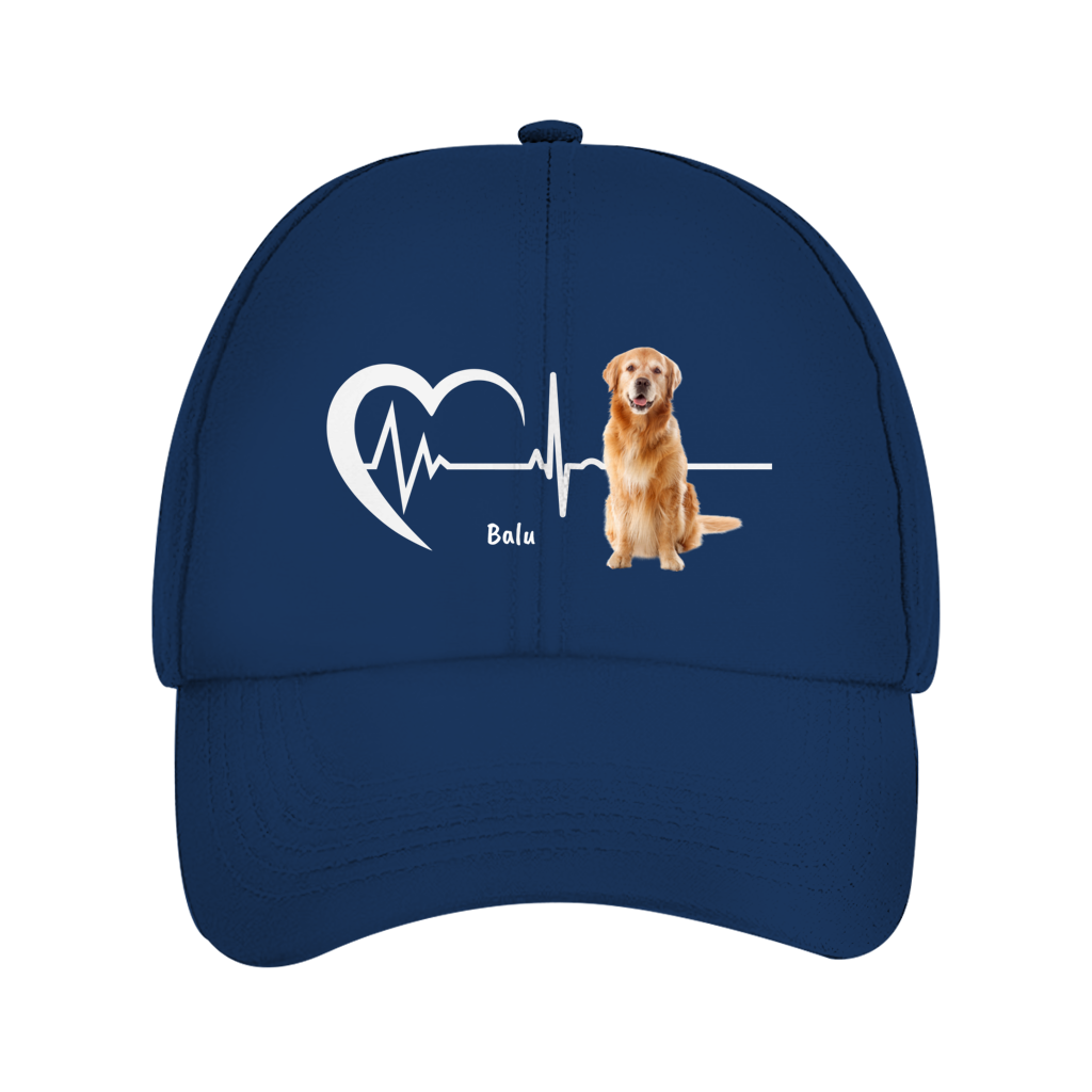 Herzschlag Cap mit Foto und Name - individuelles Cappy | Personalize Palace