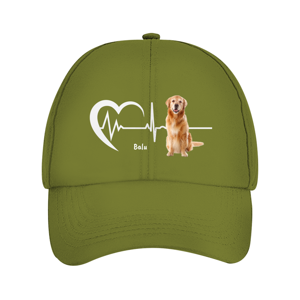 Herzschlag Cap mit Foto und Name - individuelles Cappy | Personalize Palace