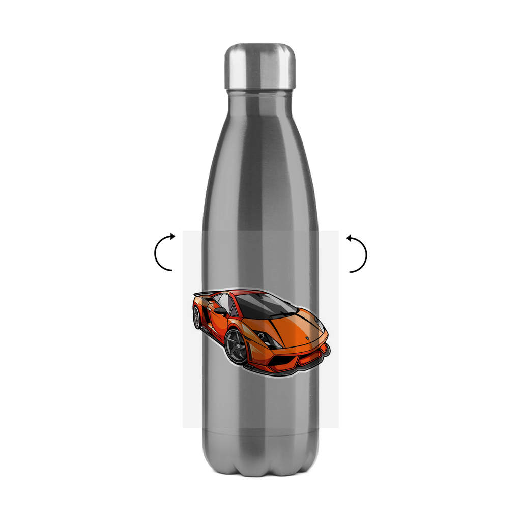 Personalisierte Tasse: Schultrinkflasche "Sportwagen" aus Edelstahl - individuelle Thermoflasche | Personalize Palace