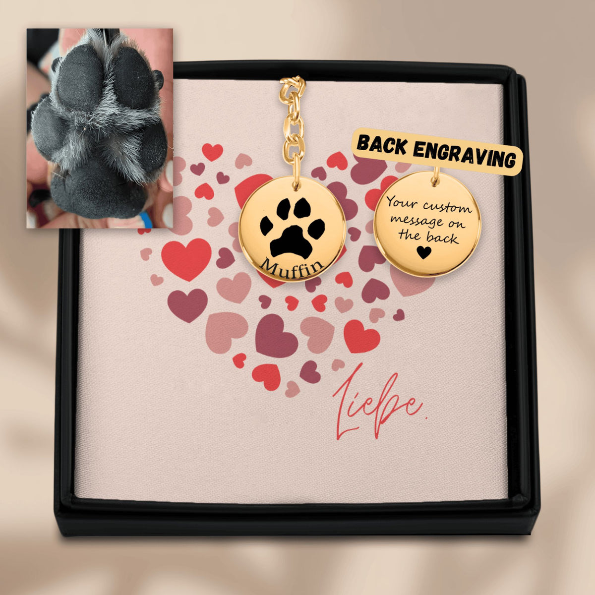 Personalisierter Schmuck: Personalisierter Schlüsselanhänger mit Pfotenabdruck und Name – Einzigartiges Geschenk für Haustierbesitzer | Personalize Palace