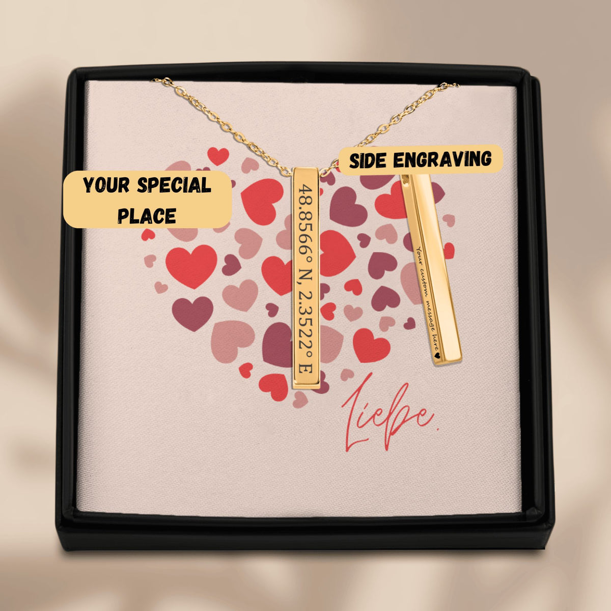 Personalisierter Schmuck: Personalisierte Koordinaten-Halskette – Verewige Besondere Orte & Momente | Silber, Gold & Roségold | Personalize Palace