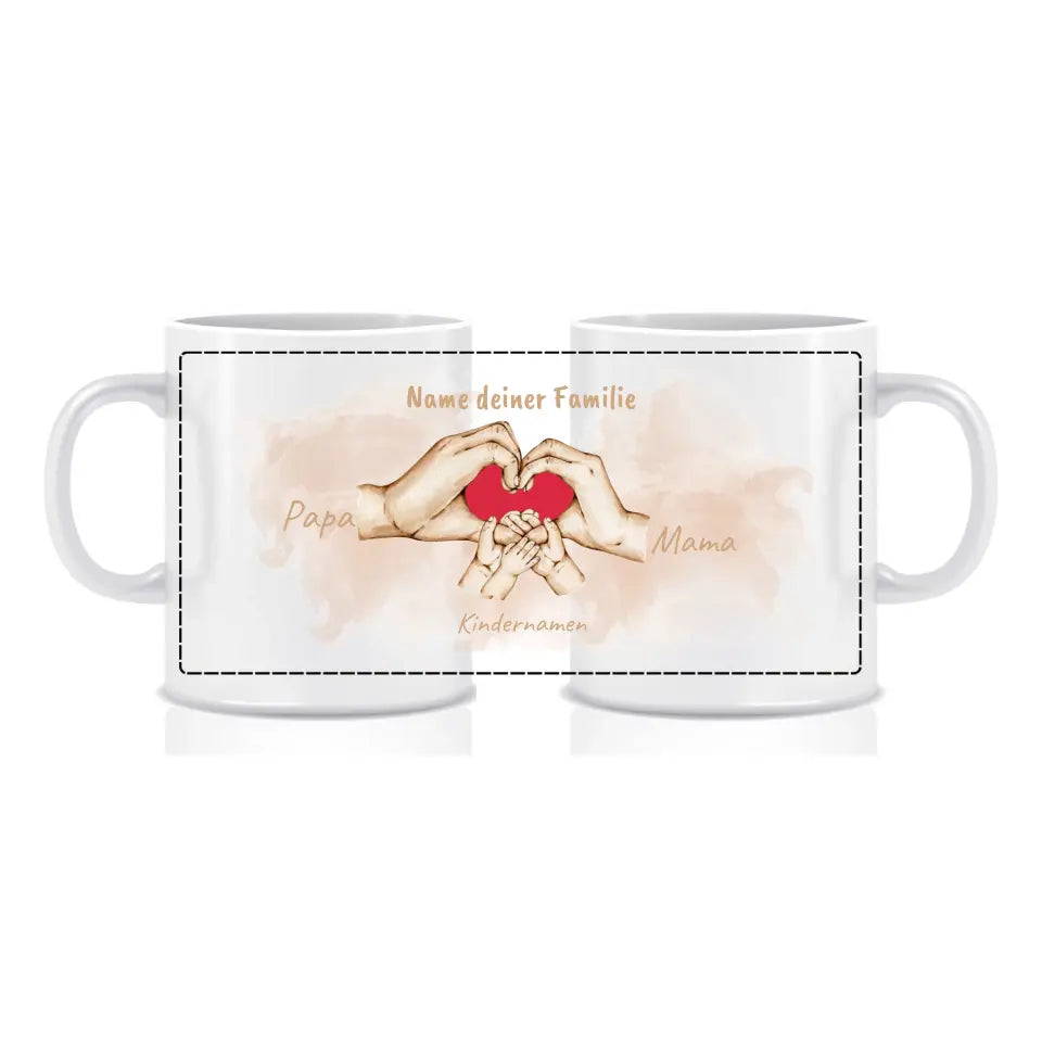 Personalisierte Tasse: Herzhände - Individuelle Tasse | Personalize Palace