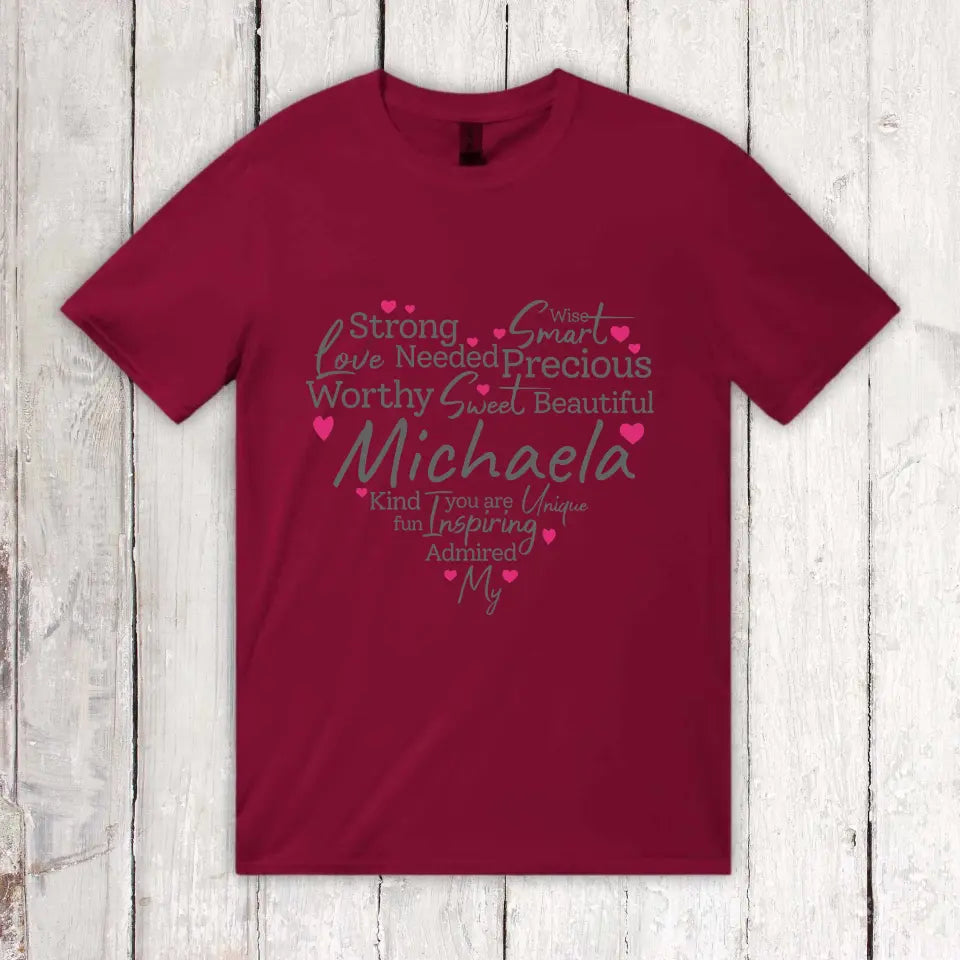 Eigenschaften einer Mutter, Oma oder einer starken Frau - Individuelles T-Shirt