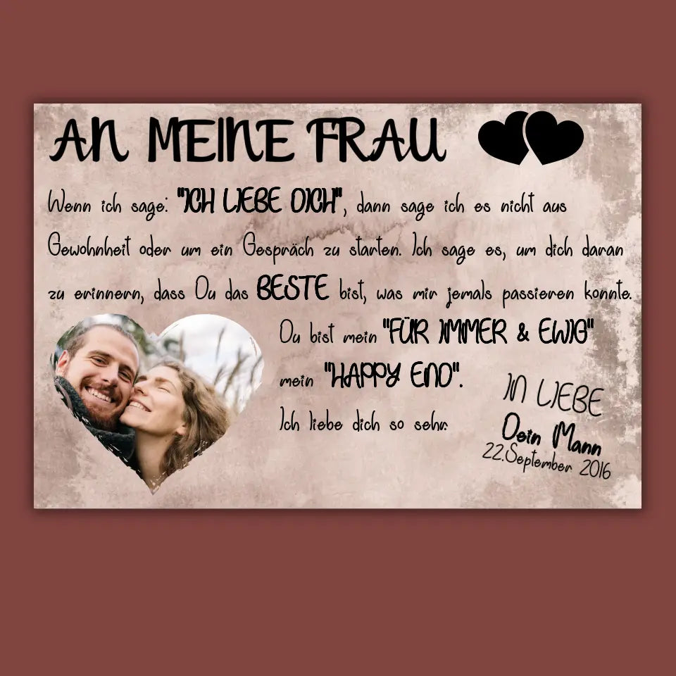 Happy End mit Fotoherz - Individuelle Leinwand | Personalize Palace