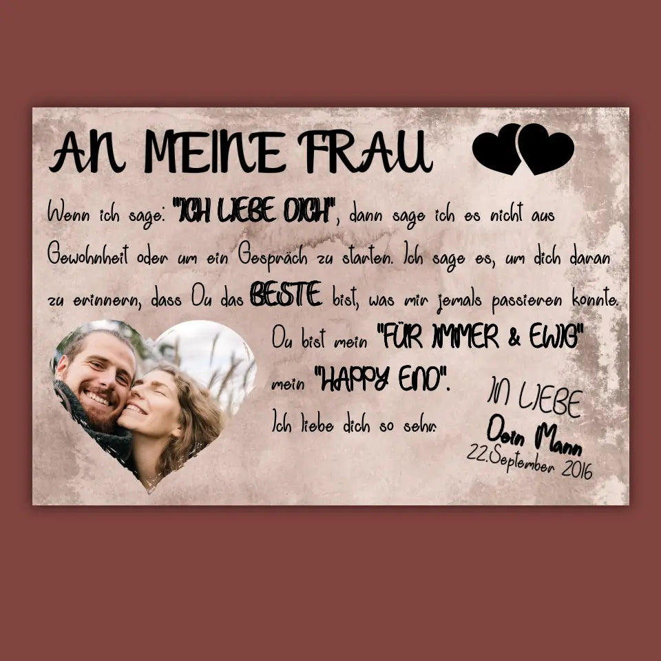 Happy End mit Fotoherz - Individuelle Leinwand | Personalize Palace