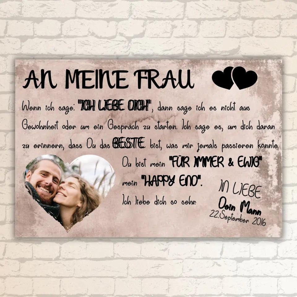 Happy End mit Fotoherz - Individuelle Leinwand | Personalize Palace
