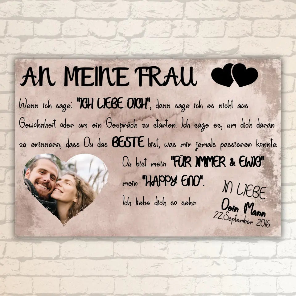 Happy End mit Fotoherz - Individuelle Leinwand | Personalize Palace