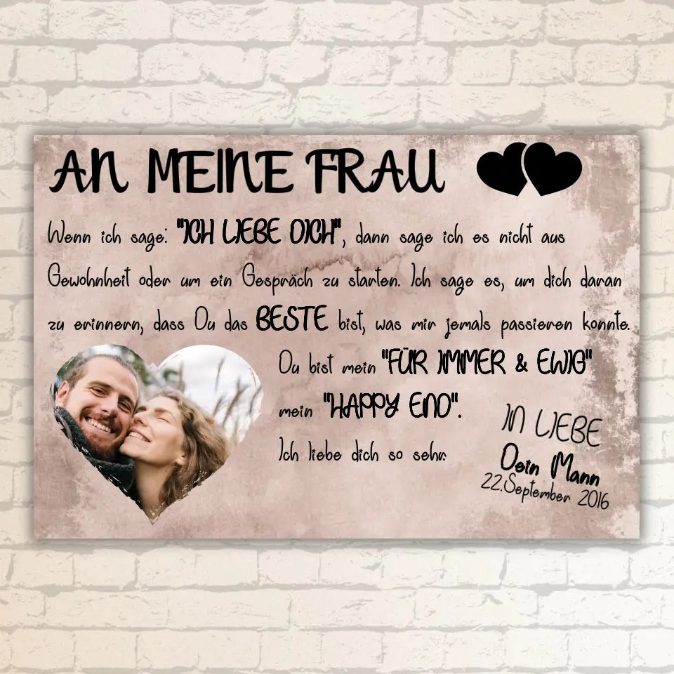 Happy End mit Fotoherz - Individuelle Leinwand | Personalize Palace