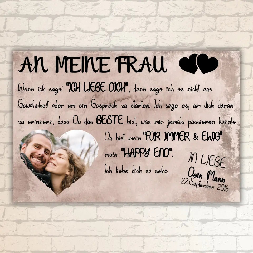 Happy End mit Fotoherz - Individuelle Leinwand | Personalize Palace