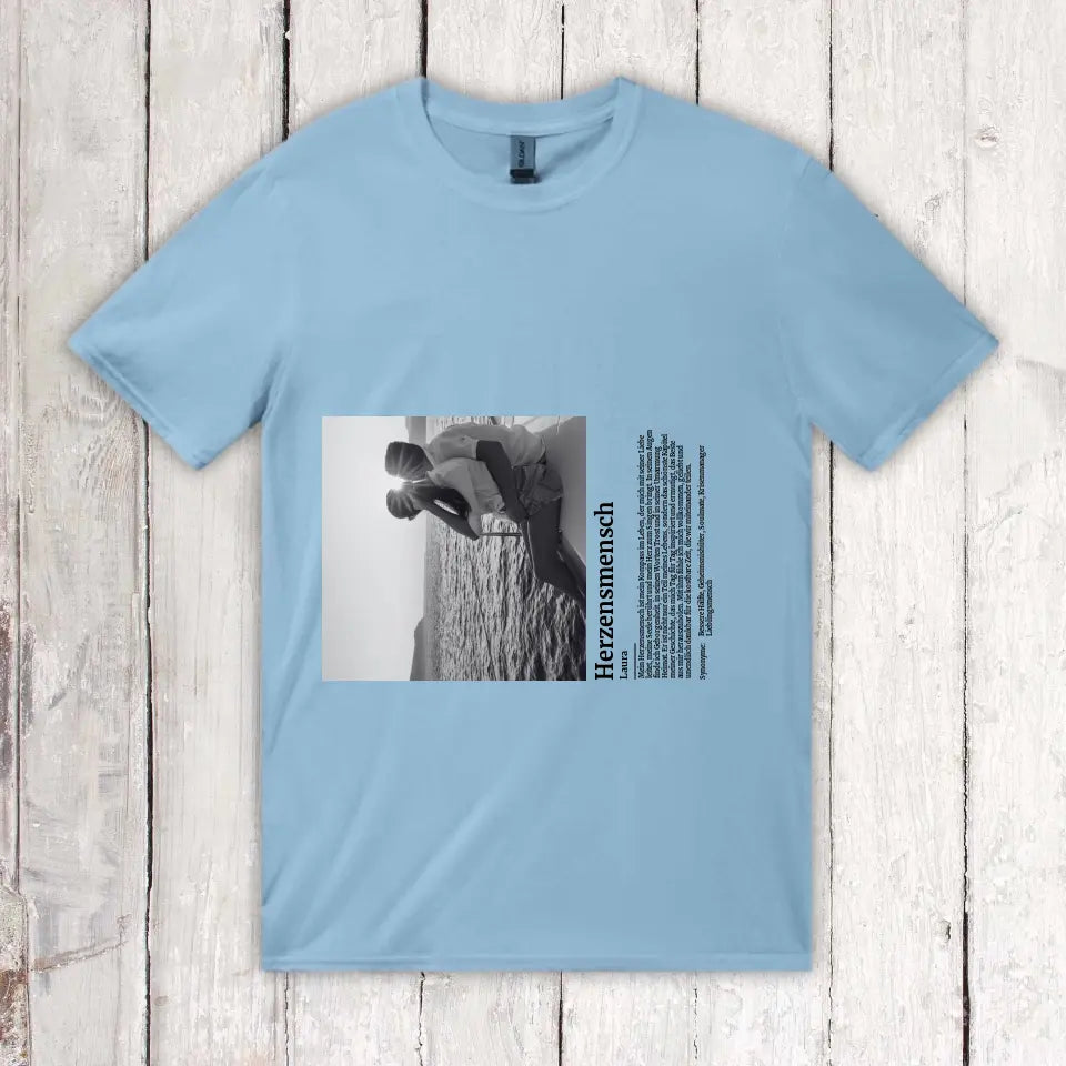 Personalisiertes T-Shirt: Defintion Herzensmensch mit Foto - Individuelles T-Shirt | Personalize Palace