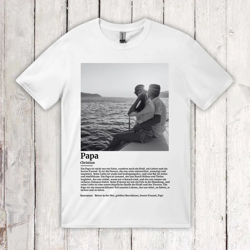 Personalisiertes T-Shirt: Defintion Papa mit Foto - Individuelles T-Shirt | Personalize Palace