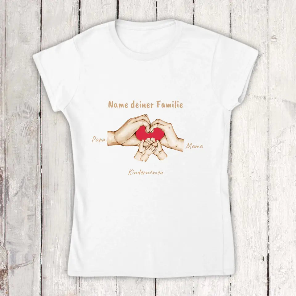 Hände mit bis zu 6 Kindern - Individuelles T-Shirt | Personalize Palace