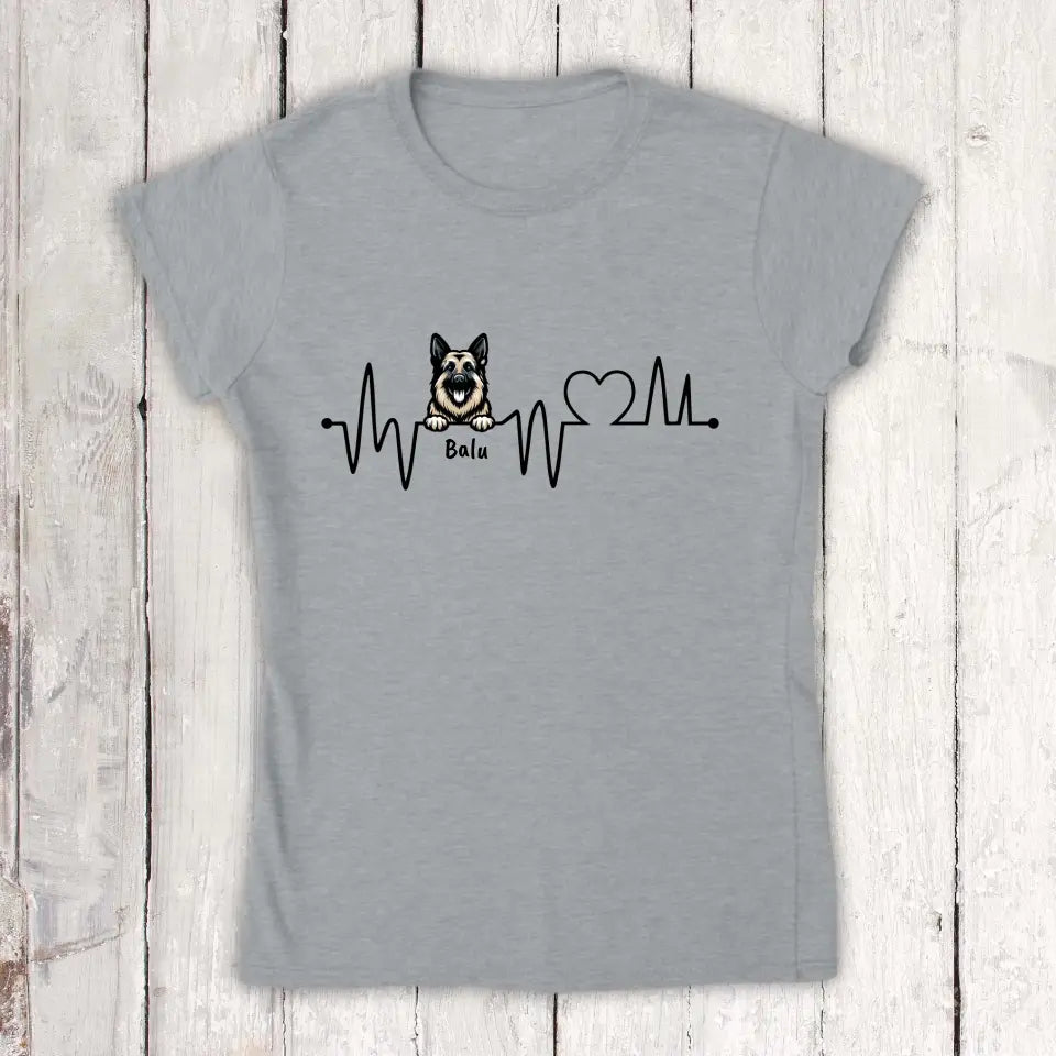 Herzschlag, EKG mit deinem Hund - individuelles Hunde T-Shirt oder Hoodie