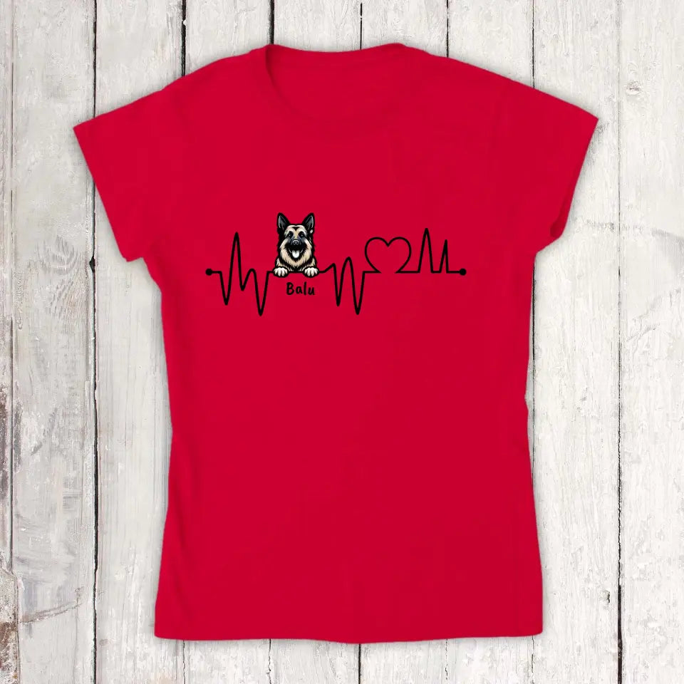 Herzschlag, EKG mit deinem Hund - individuelles Hunde T-Shirt oder Hoodie