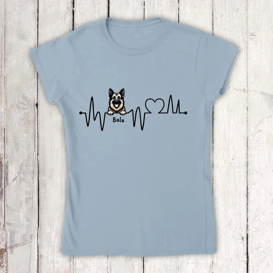 Herzschlag, EKG mit deinem Hund - individuelles Hunde T-Shirt oder Hoodie
