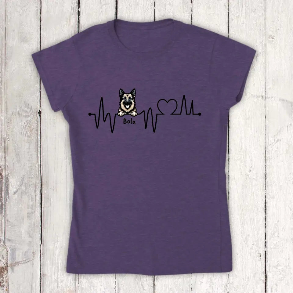 Herzschlag, EKG mit deinem Hund - individuelles Hunde T-Shirt oder Hoodie