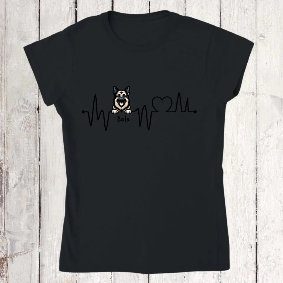 Herzschlag, EKG mit deinem Hund - individuelles Hunde T-Shirt oder Hoodie | Personalize Palace