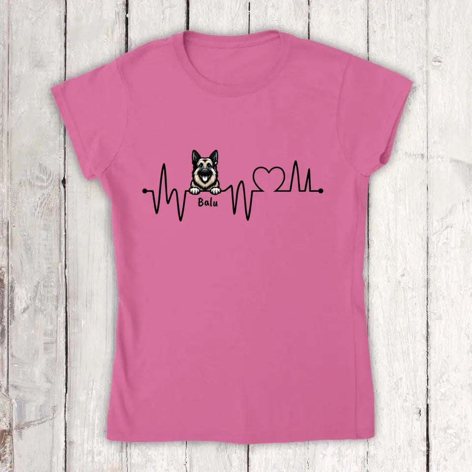 Herzschlag, EKG mit deinem Hund - individuelles Hunde T-Shirt oder Hoodie | Personalize Palace