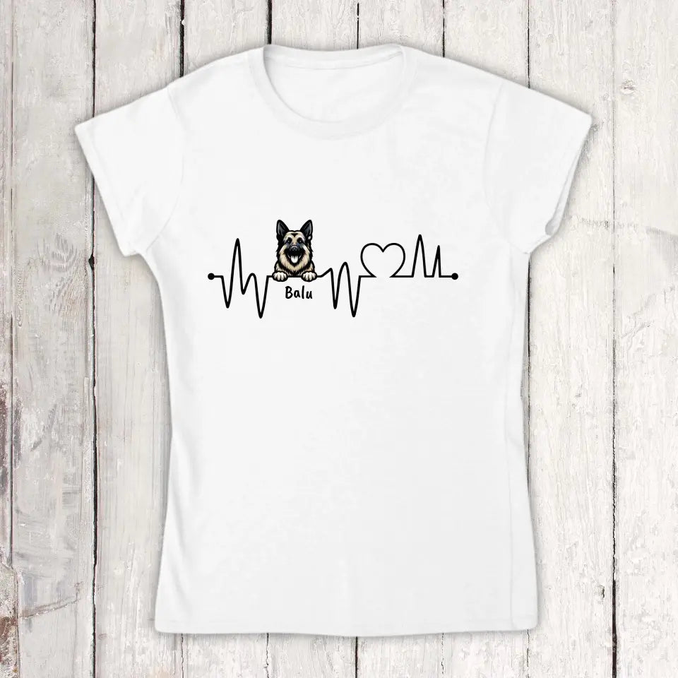 Herzschlag, EKG mit deinem Hund - individuelles Hunde T-Shirt oder Hoodie | Personalize Palace