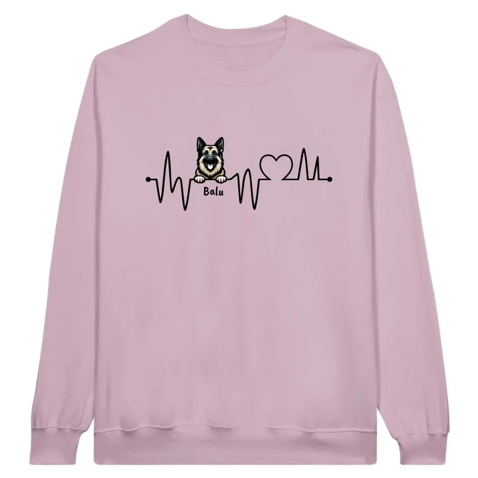 Herzschlag, EKG mit deinem Hund - individuelles Hunde T-Shirt oder Hoodie