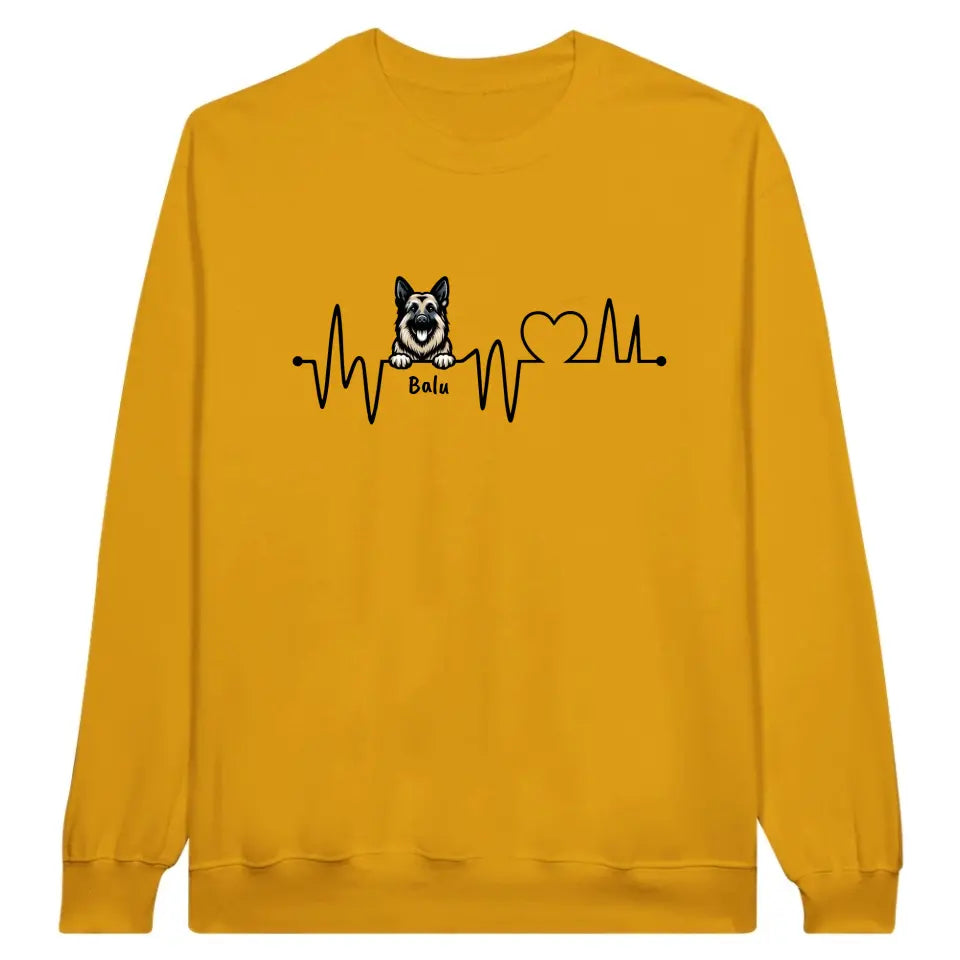Herzschlag, EKG mit deinem Hund - individuelles Hunde T-Shirt oder Hoodie