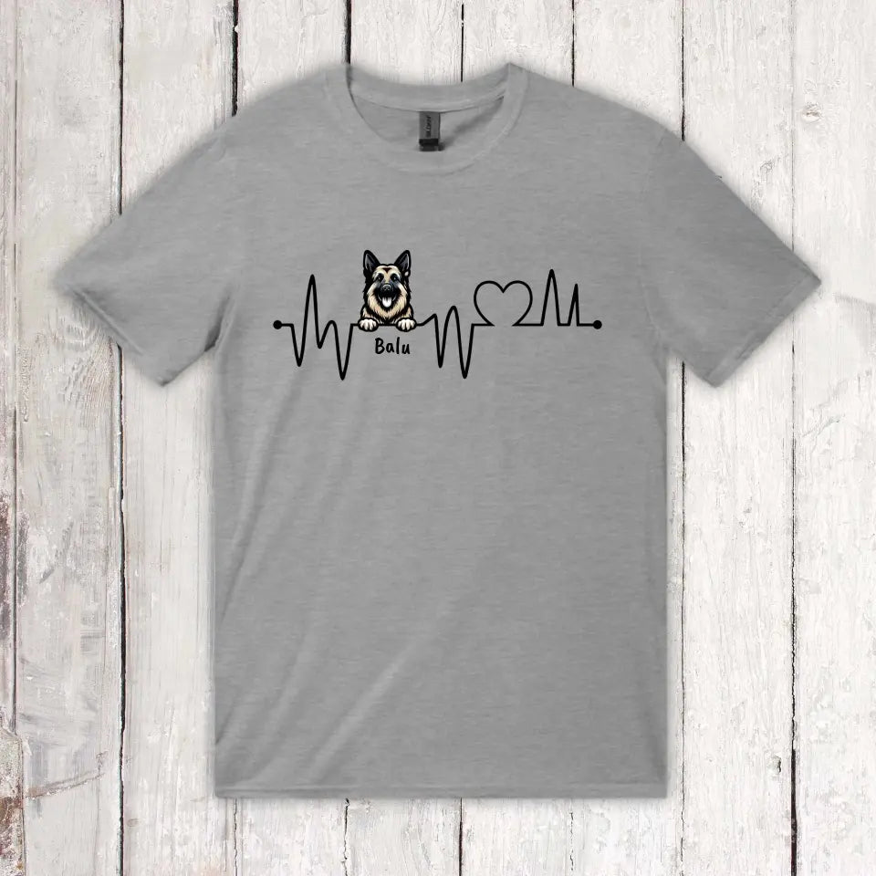 Herzschlag, EKG mit deinem Hund - individuelles Hunde T-Shirt oder Hoodie | Personalize Palace
