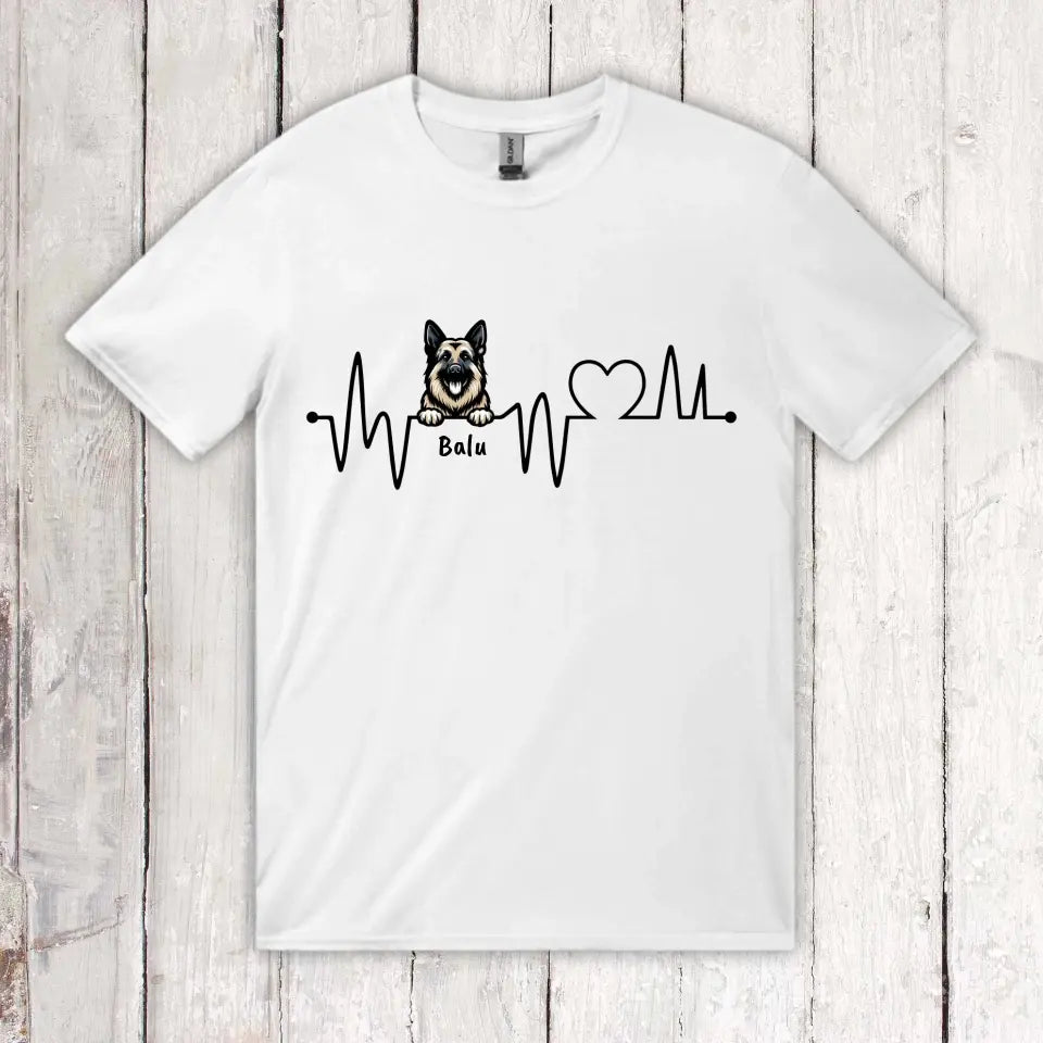 Herzschlag, EKG mit deinem Hund - individuelles Hunde T-Shirt oder Hoodie | Personalize Palace