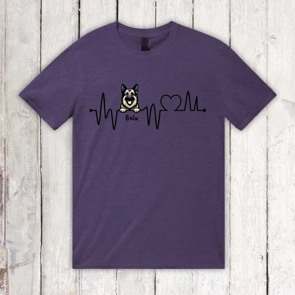 Herzschlag, EKG mit deinem Hund - individuelles Hunde T-Shirt oder Hoodie | Personalize Palace