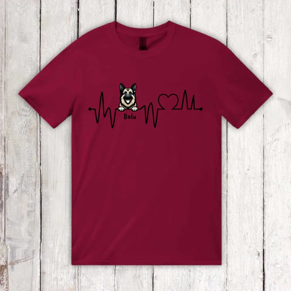 Herzschlag, EKG mit deinem Hund - individuelles Hunde T-Shirt oder Hoodie | Personalize Palace