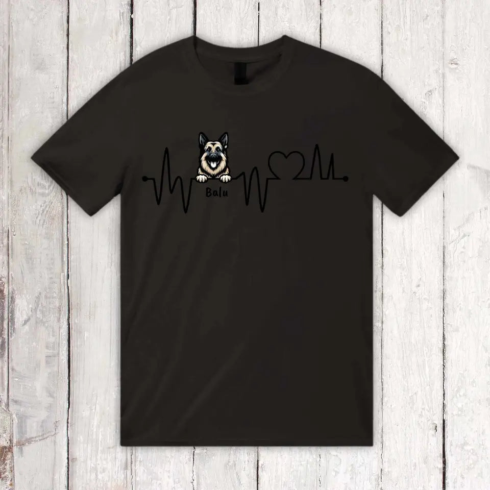 Herzschlag, EKG mit deinem Hund - individuelles Hunde T-Shirt oder Hoodie | Personalize Palace