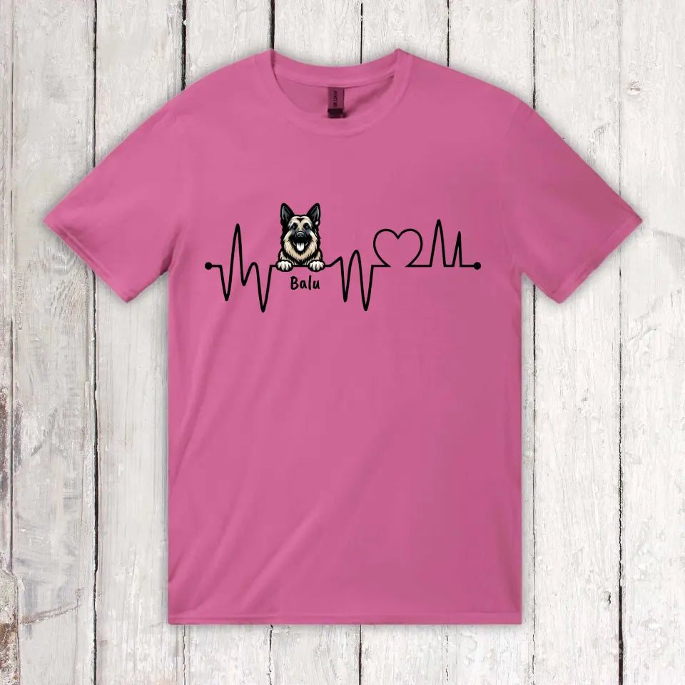 Herzschlag, EKG mit deinem Hund - individuelles Hunde T-Shirt oder Hoodie | Personalize Palace