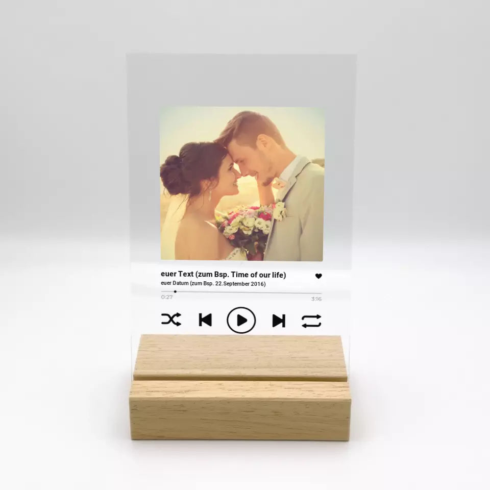 Personalisierte LED Bilder: Album Cover mit eurem Bild - Individuelles Acryl Glas mit Ständer | Personalize Palace