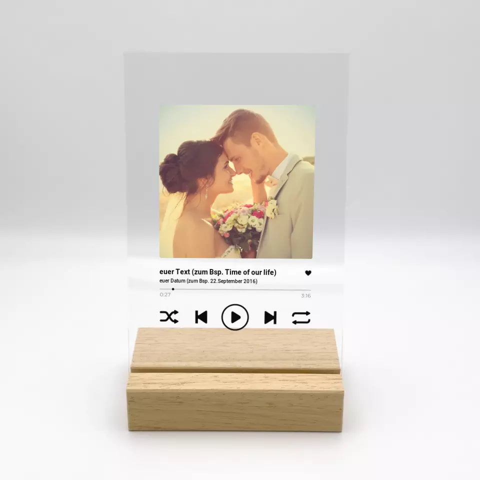 Personalisierte LED Bilder: Album Cover mit eurem Bild - Individuelles Acryl Glas mit Ständer | Personalize Palace