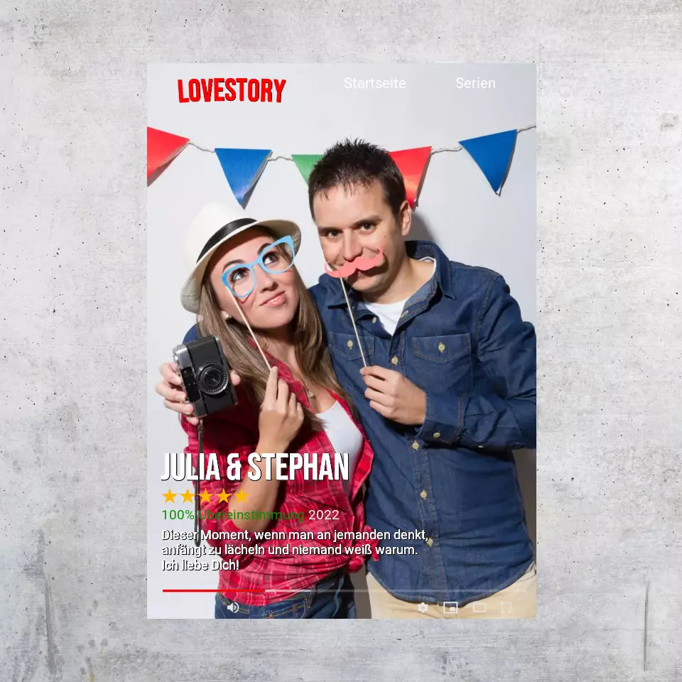 Personalisierte Bilder: Seriencover à la Netflix - Individuelles Poster mit Galerierrahmen | Personalize Palace