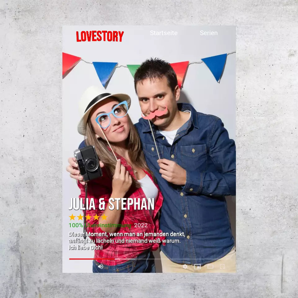 Personalisierte Bilder: Seriencover à la Netflix - Individuelles Poster mit Galerierrahmen | Personalize Palace