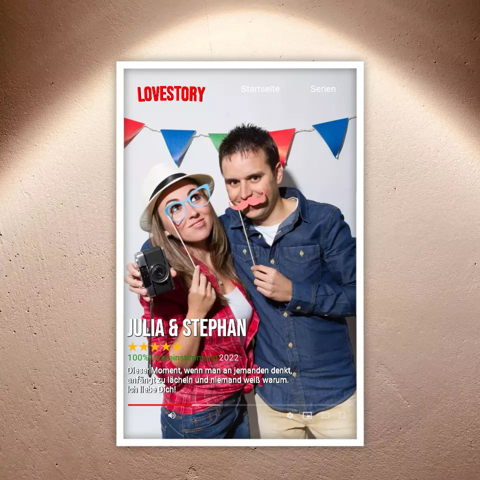 Personalisierte Bilder: Seriencover à la Netflix - Individuelles Poster mit Galerierrahmen | Personalize Palace